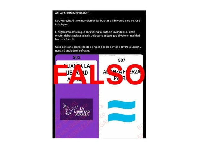 No, el elector no debe “aclarar su voto para Santilli” ni tachar a Espert en la boleta única