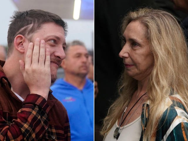 Javier contiene a Santiago y Karina sostiene a Manuel