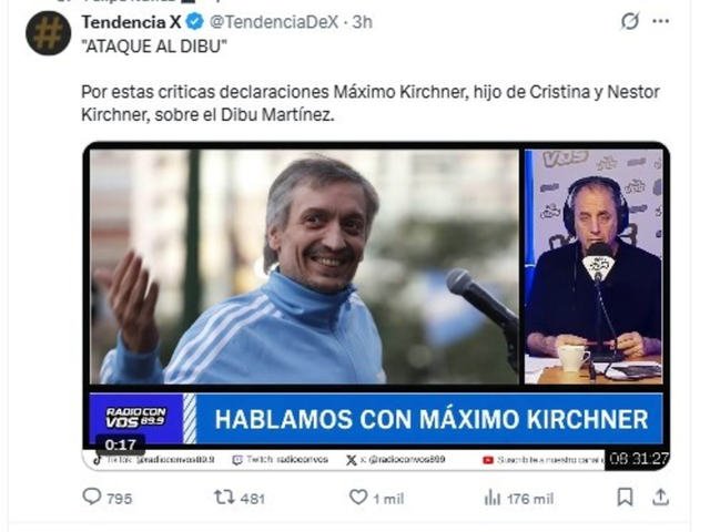Trolls libertarios difundieron una fake news sobre Máximo Kirchner, el Dibu Martínez y las Malvinas en la previa de la final con España